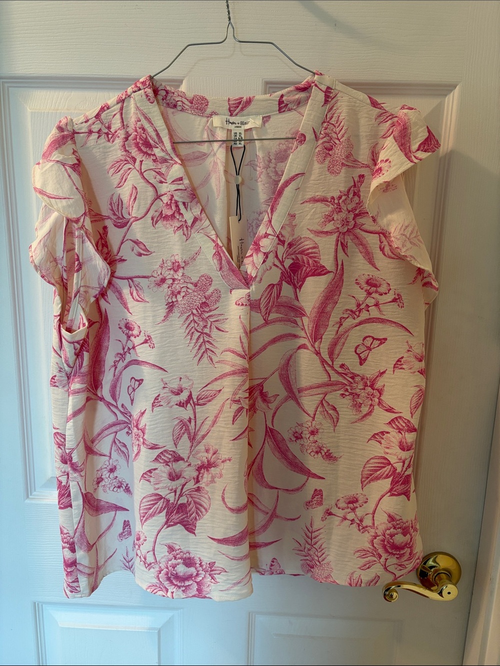 Pink floral blouse